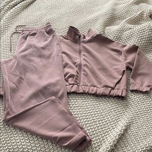 all in motion Mauve Pink Track Pants & Cropped Jacket Set